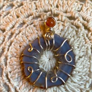 Geode and orange aventurine necklace